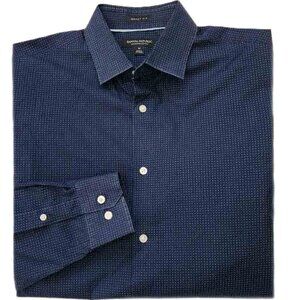 Banana Republic Supima Cotton Shirt Grant Slim Fit Blue While Polka Dot Size M